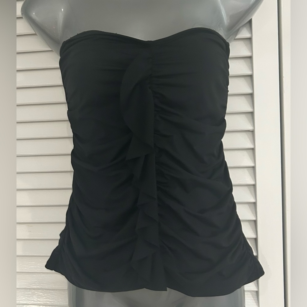 Apt 9 strapless flowy tiered layered black bikini top